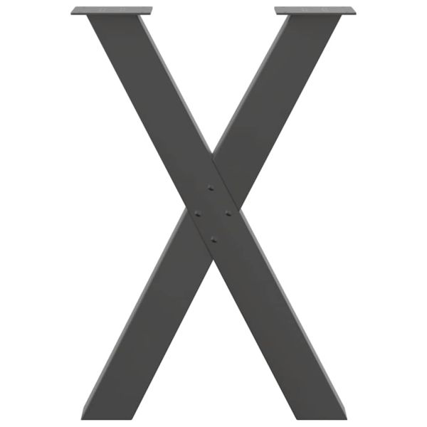 Крака за трапезна маса, X-образни, 2 бр., антрацит, 50x(72-73) см, стомана