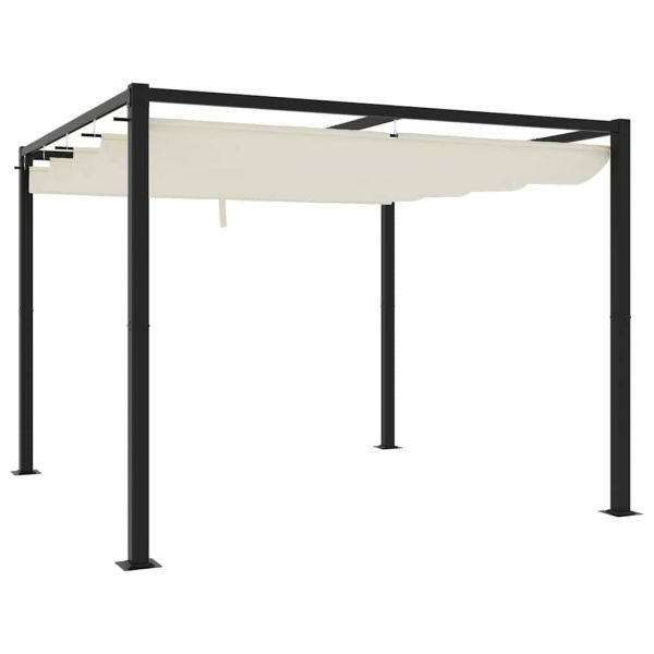 Градинска беседка с прибиращ се покрив Cream 3x3 m Steel