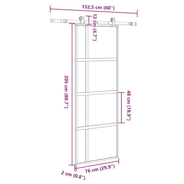 Плъзгаща се врата с обков 76x205 см Закалено стъкло&Алуминий