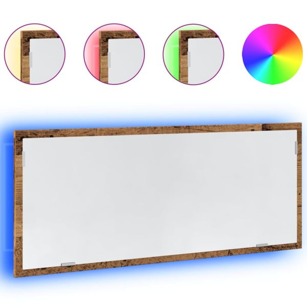 LED огледало за баня от старо дърво 100x8,5x37 cm