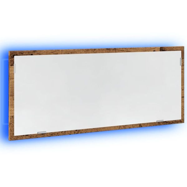 LED огледало за баня от старо дърво 100x8,5x37 cm