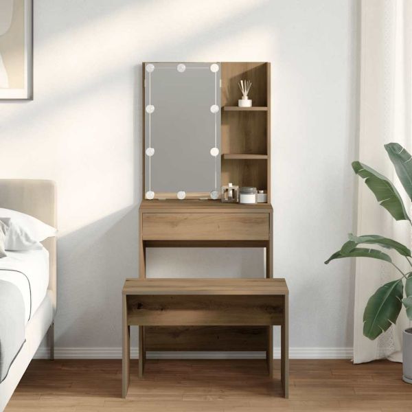 Комплект тоалетка с LED Artisan Oak Engineered Wood