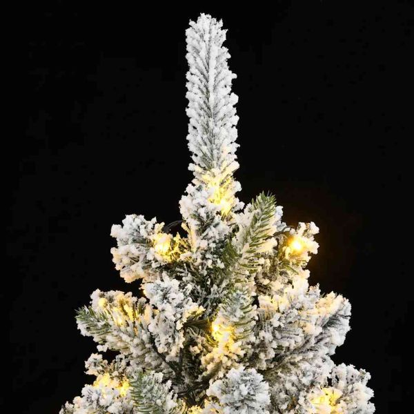 Изкуствена коледна елха, 150 LED и флокиран сняг, 120 см