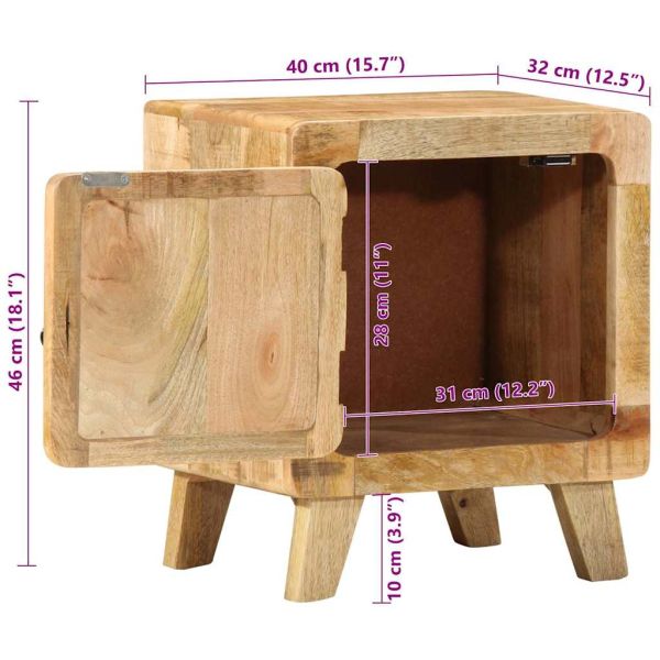 Нощно шкафче 2 бр. 40x32x46 см Масивна дървесина Грубо манго