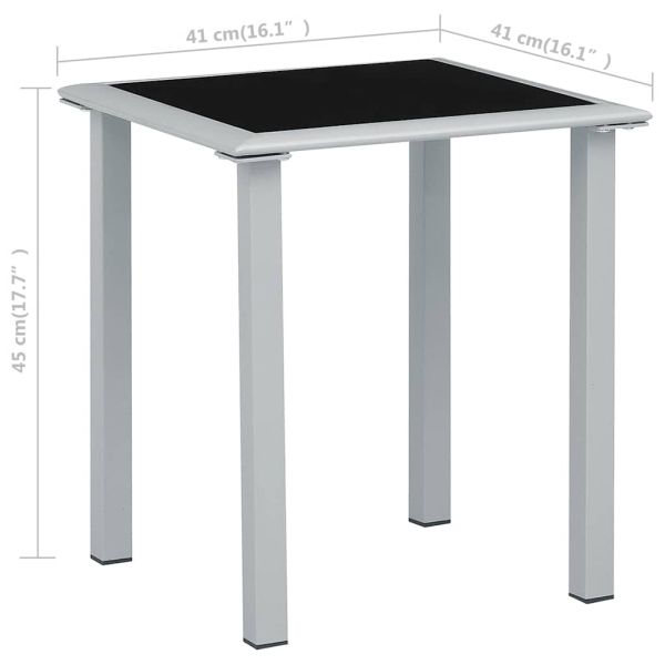 310541 Garden Table Black and Silver 41x41x45 cm Steel and Glass