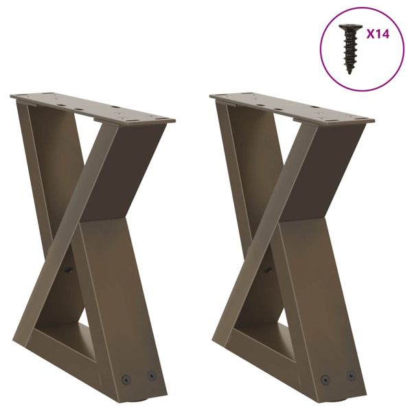 Крака за масичка за кафе, 2 бр., естествена стомана, 40 x (30-31,3) см, стомана