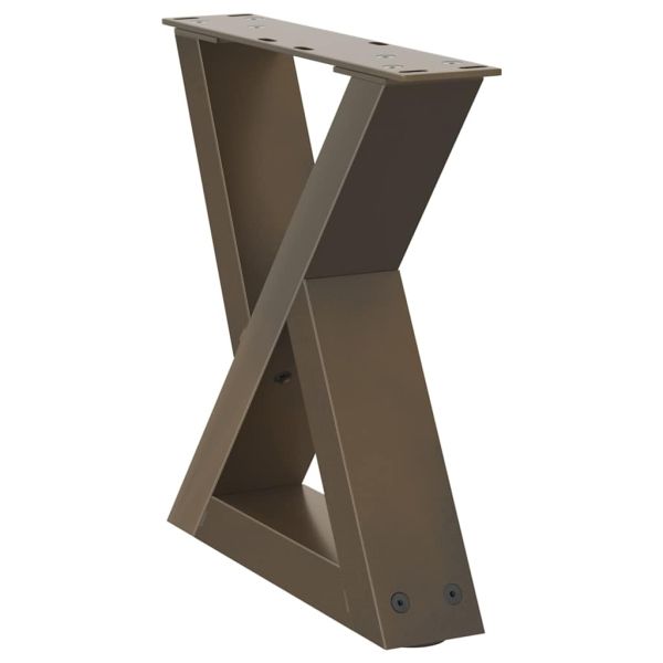 Крака за масичка за кафе, 2 бр., естествена стомана, 40 x (30-31,3) см, стомана