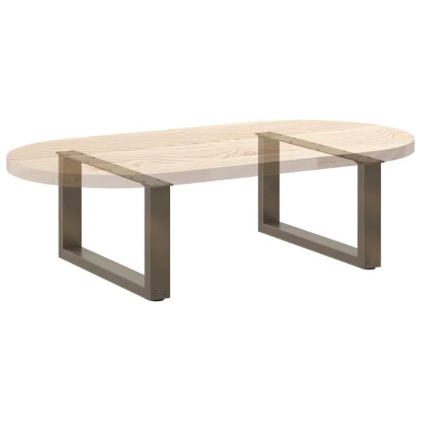 Крака за масичка за кафе, U-образни, 2 бр., естествена стомана, 60 x (30-31) см, стомана