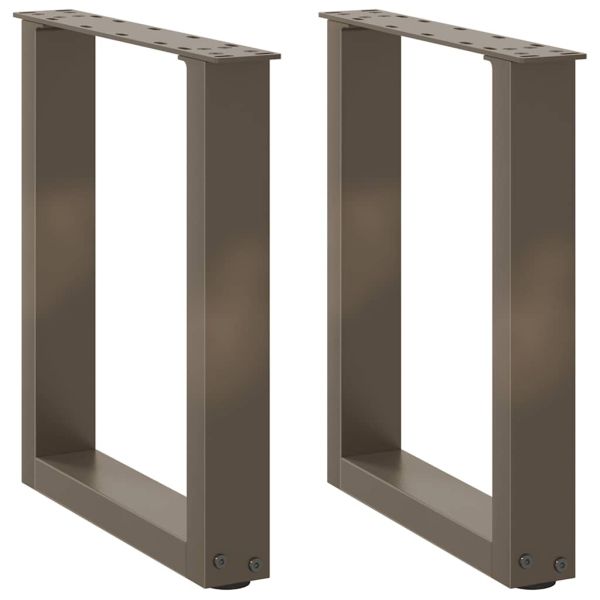 Крака за масичка за кафе, U-образни, 2 бр., естествена стомана, 38 x (42-43) см, стомана