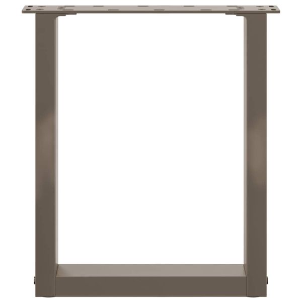 Крака за масичка за кафе, U-образни, 2 бр., естествена стомана, 38 x (42-43) см, стомана