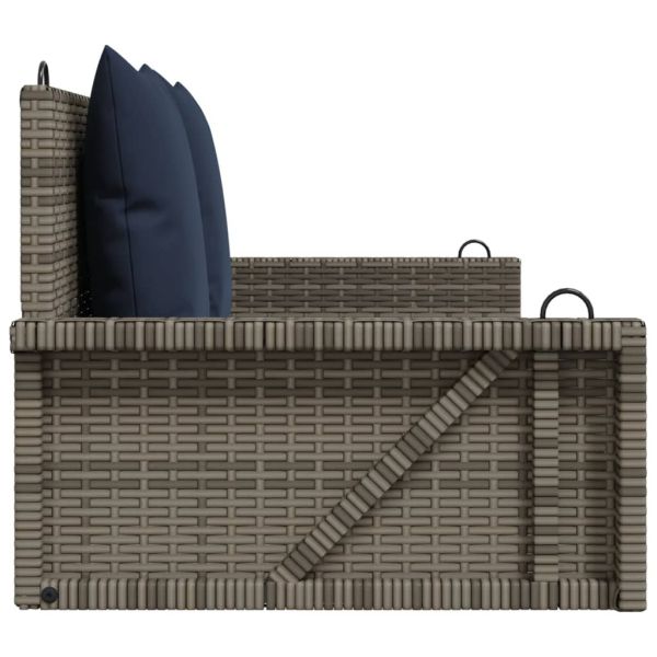 Люлка с възглавници, сива, 119x56x48 см, полиратан