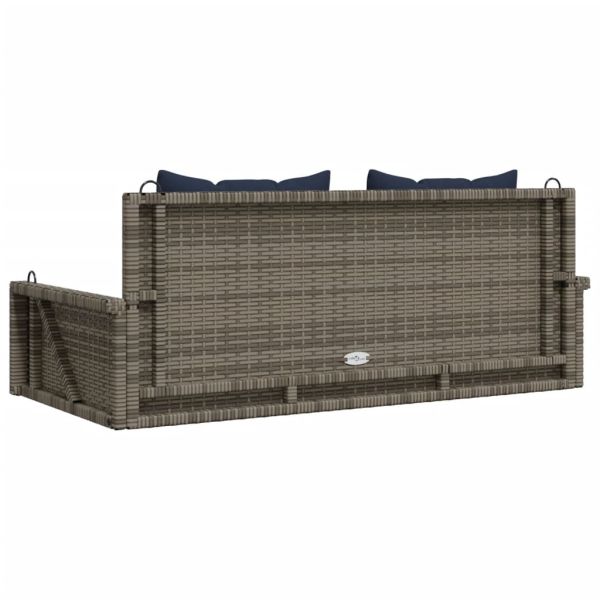 Люлка с възглавници, сива, 119x56x48 см, полиратан