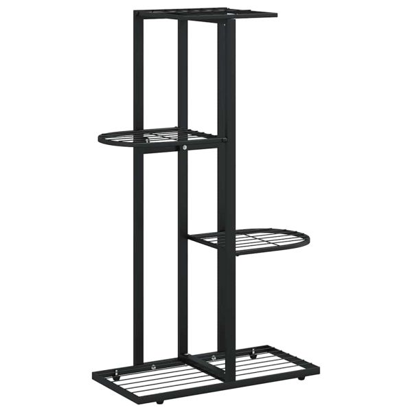 4-етажна поставка за цветя, 43x22x76 см, черен, метал