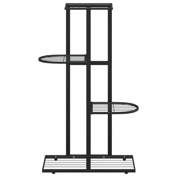 4-етажна поставка за цветя, 43x22x76 см, черен, метал