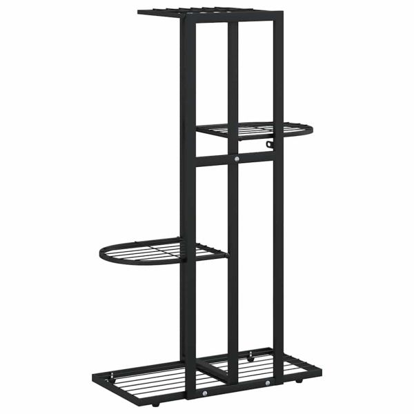 4-етажна поставка за цветя, 43x22x76 см, черен, метал