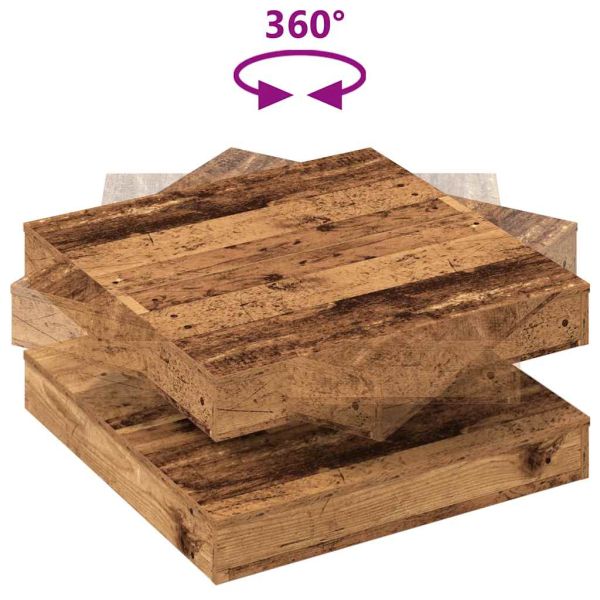 Холна маса, въртяща се на 360 градуса, от старо дърво, 70x70x34,5 см
