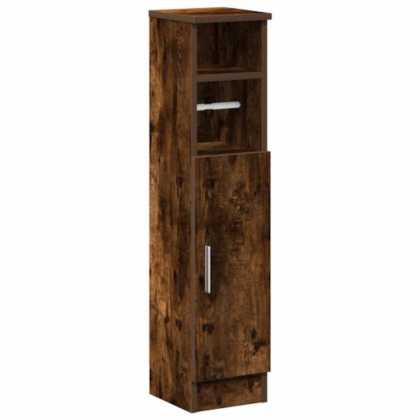 Шкаф за баня с поставка за ролкови ролки, опушен дъб, 20,5x22x90 см