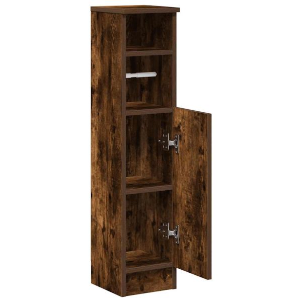 Шкаф за баня с поставка за ролкови ролки, опушен дъб, 20,5x22x90 см