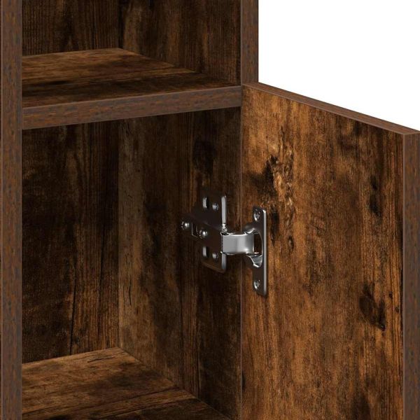 Шкаф за баня с поставка за ролкови ролки, опушен дъб, 20,5x22x90 см