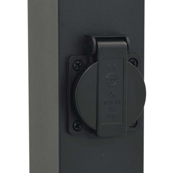 Осветителна колона с контакт 110 см, черна, IP44