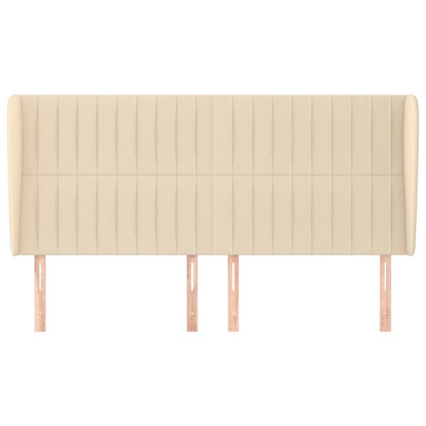 Горна табла за легло с уши, кремава, 203x23x118/128 см, плат