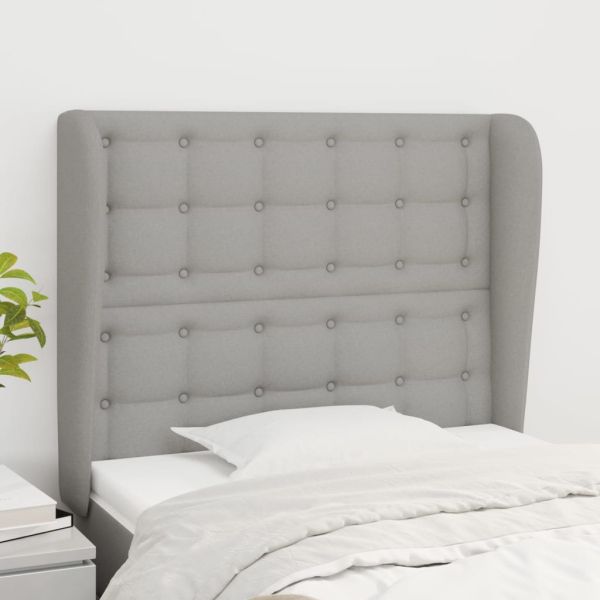 Горна табла за легло с уши, светлосива, 93x23x118/128 см, плат