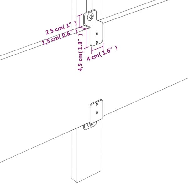 Горна табла за легло с уши, светлосива, 203x16x78/88 см, плат
