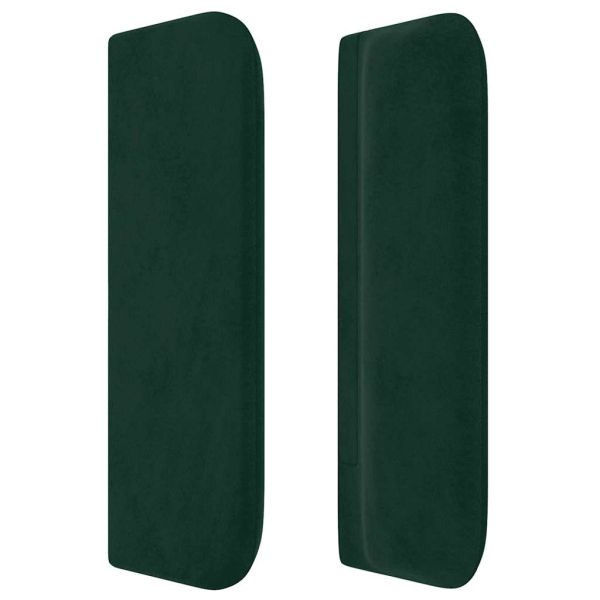 Горна табла за легло, тъмнозелена, 183x16x78/88 см, кадифе