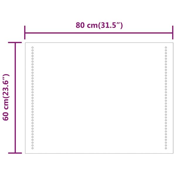 LED огледало за баня, 80x60 см