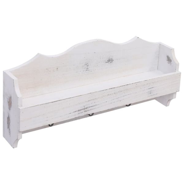 Стенна закачалка за палта, бяла, 50x10x23 см, дърво