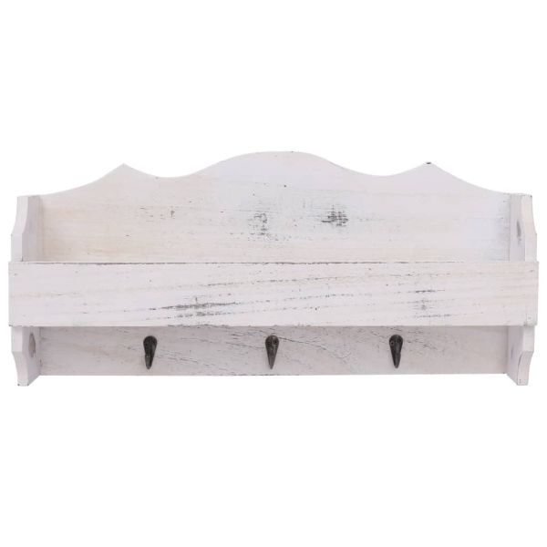 Стенна закачалка за палта, бяла, 50x10x23 см, дърво