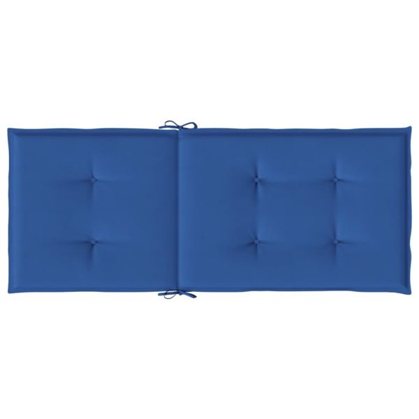Възглавници за столове 2 бр кралско сини 120x50x3 см плат