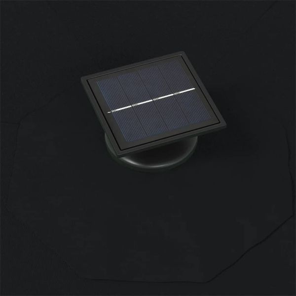 Градински чадър за монтаж на стена, с LED, 300 см, черен