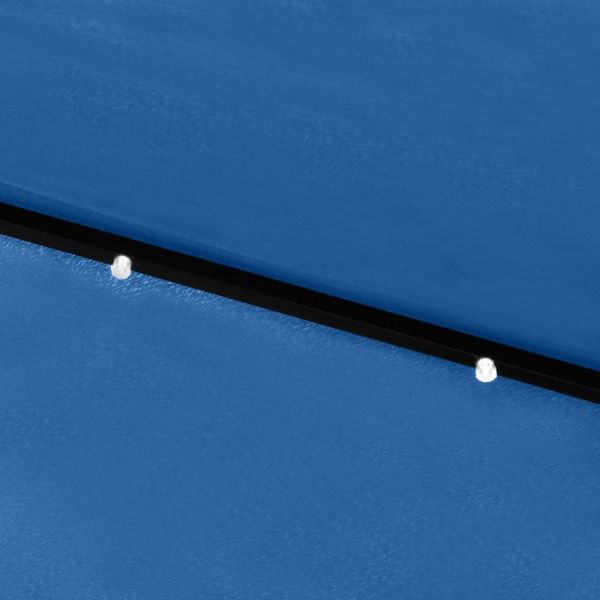Градински чадър с LED и стоманен прът, лазурносин, 2x3 м
