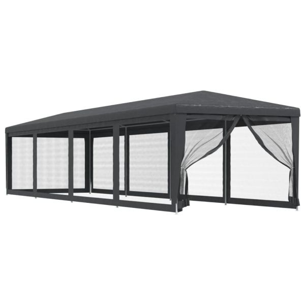 Парти палатка с 10 мрежести странични стени антрацит 3x12м HDPE