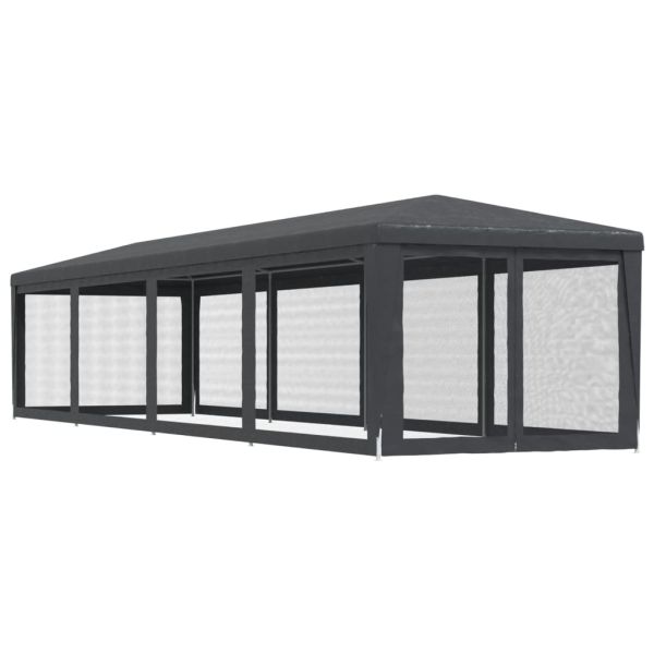 Парти палатка с 10 мрежести странични стени антрацит 3x12м HDPE