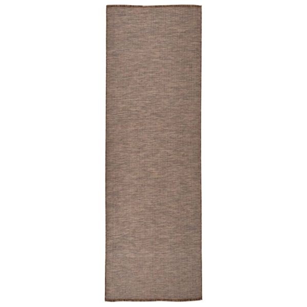 Градински плоскотъкан килим, 80x250 см, кафяв