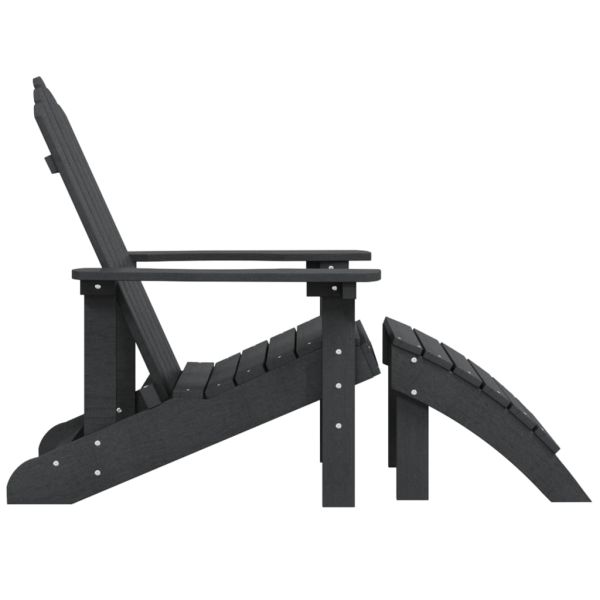 Градински стол Adirondack с табуретка, HDPE, антрацит
