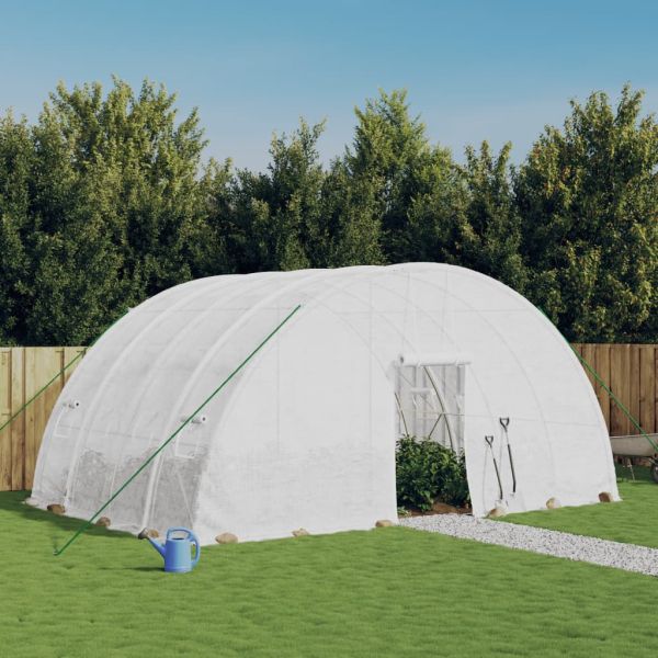 Оранжерия със стоманена рамка, бяла, 24 м², 6x4x2,85 м