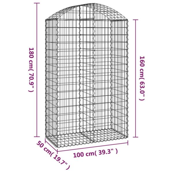 Дъговидна габионна кошница 100x50x160/180 см поцинковано желязо