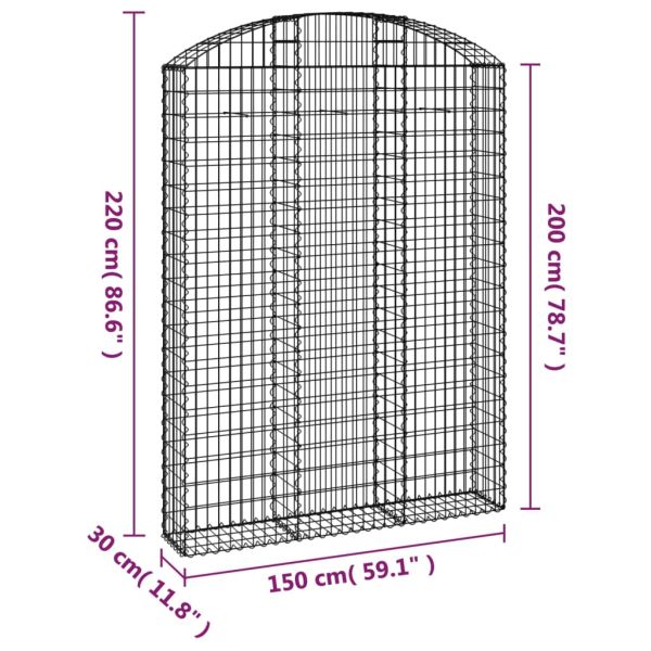 Дъговидна габионна кошница 150x30x200/220 см поцинковано желязо