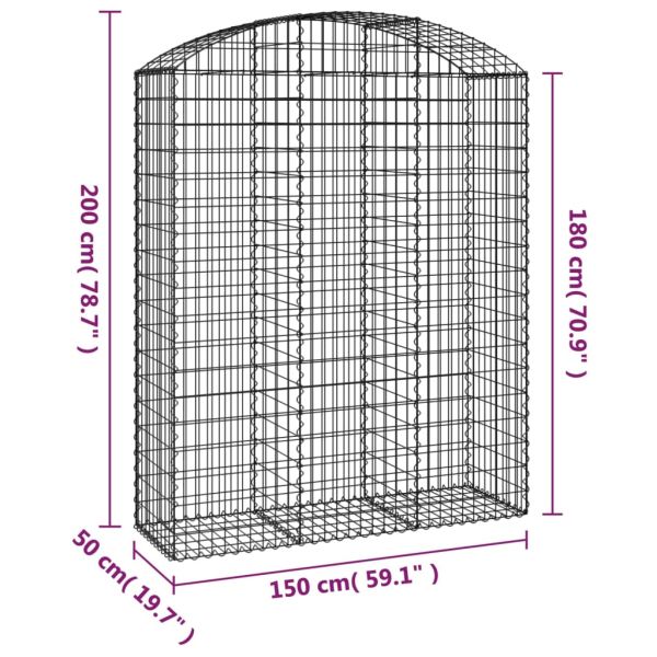 Дъговидна габионна кошница 150x50x180/200 см поцинковано желязо
