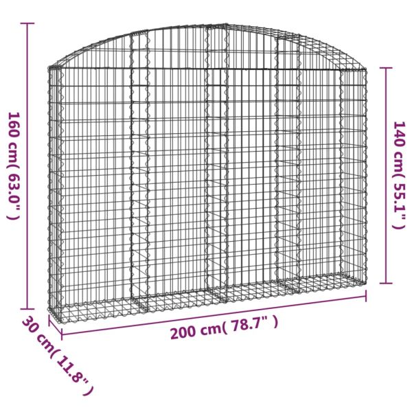 Дъговидна габионна кошница 200x30x140/160 см поцинковано желязо