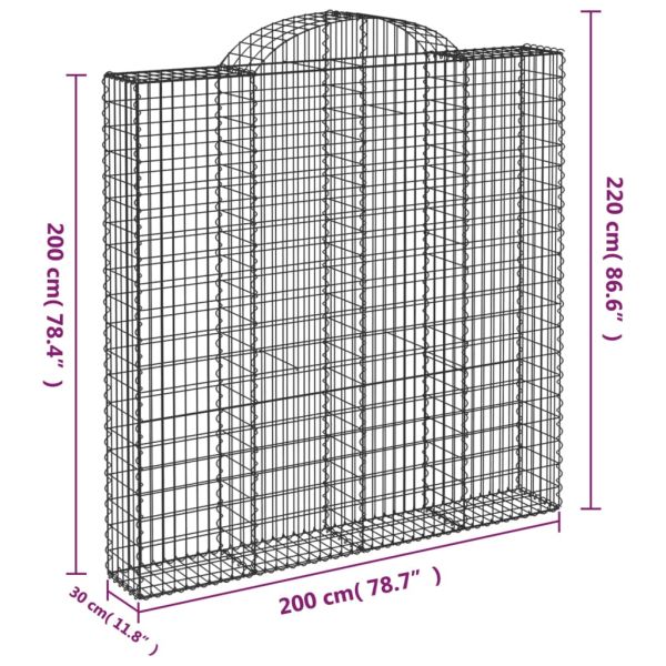 Дъговидна габионна кошница 200x30x200/220 см поцинковано желязо