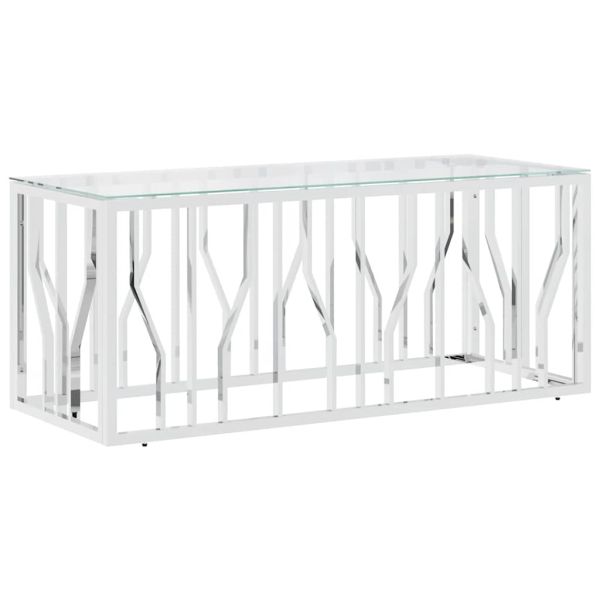 Маса за кафе 110x45x45 cм неръждаема стомана и стъкло