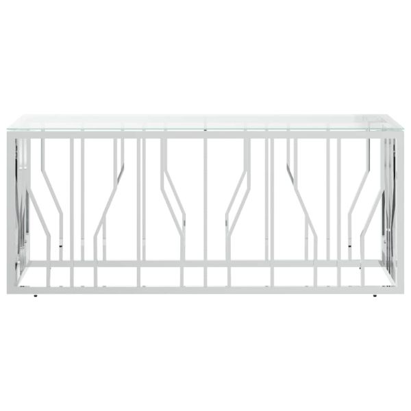 Маса за кафе 110x45x45 cм неръждаема стомана и стъкло