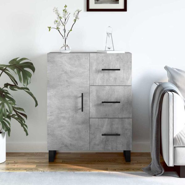 Сайдборд, бетонно сив, 69,5x34x90 см, инженерно дърво