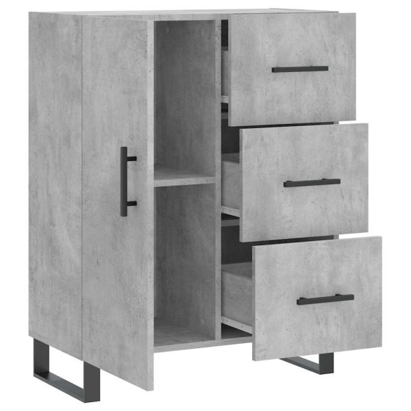 Сайдборд, бетонно сив, 69,5x34x90 см, инженерно дърво