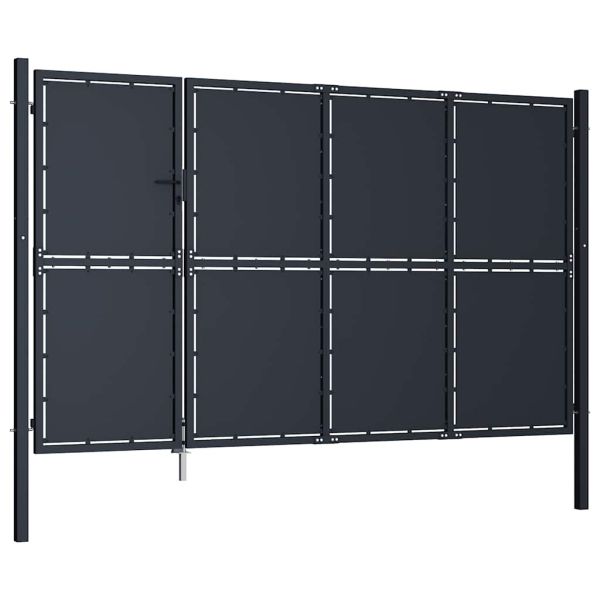 Градинска порта от стомана 350x175 см, антрацит