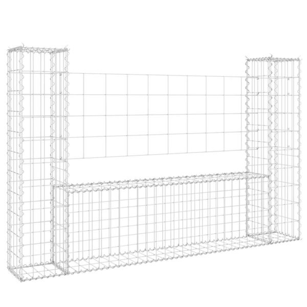 U-образна габионна кошница с 2 стълба, желязо, 140x20x100 см